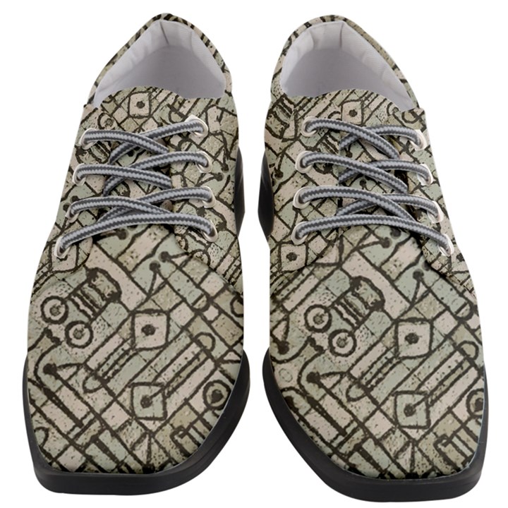 Tribal Geometric Grunge Print Women Heeled Oxford Shoes