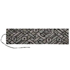 Tribal Geometric Grunge Print Roll Up Canvas Pencil Holder (l)