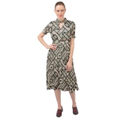 Tribal Geometric Grunge Print Keyhole Neckline Chiffon Dress by dflcprintsclothing