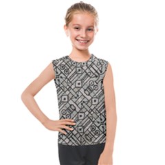 Tribal Geometric Grunge Print Kids  Mesh Tank Top