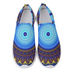 Blue Violet Midnight Sun Mandala Boho Hipppie Women s Slip On Sneakers