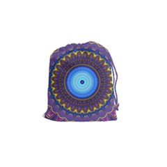 Blue Violet Midnight Sun Mandala Boho Hipppie Drawstring Pouch (small)