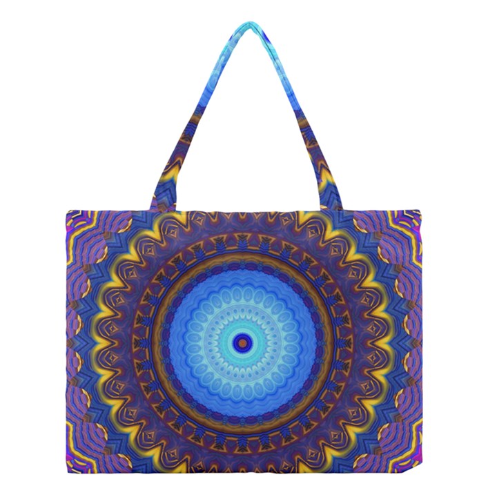 Blue Violet Midnight Sun Mandala Boho Hipppie Medium Tote Bag