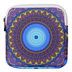 Blue Violet Midnight Sun Mandala Boho Hipppie Mini Square Pouch by CrypticFragmentsDesign