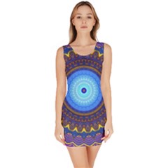 Blue Violet Midnight Sun Mandala Boho Hipppie Bodycon Dress