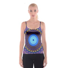 Blue Violet Midnight Sun Mandala Boho Hipppie Spaghetti Strap Top