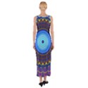 Blue Violet Midnight Sun Mandala Hippie Trippy Psychedelic Kaleidoscope  Fitted Maxi Dress View2