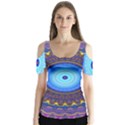 Blue Violet Midnight Sun Mandala Hippie Trippy Psychedelic Kaleidoscope  Butterfly Sleeve Cutout Tee  View1