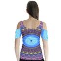 Blue Violet Midnight Sun Mandala Hippie Trippy Psychedelic Kaleidoscope  Butterfly Sleeve Cutout Tee  View2