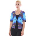 Blue Violet Midnight Sun Mandala Hippie Trippy Psychedelic Kaleidoscope  Cropped Button Cardigan View1