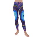 Blue Violet Midnight Sun Mandala Hippie Trippy Psychedelic Kaleidoscope  Kids  Lightweight Velour Leggings View1