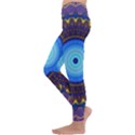 Blue Violet Midnight Sun Mandala Hippie Trippy Psychedelic Kaleidoscope  Kids  Lightweight Velour Leggings View2