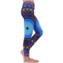 Blue Violet Midnight Sun Mandala Hippie Trippy Psychedelic Kaleidoscope  Kids  Lightweight Velour Leggings View3