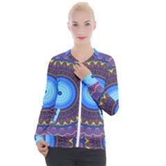 Blue Violet Midnight Sun Mandala Hippie Trippy Psychedelic Kaleidoscope  Casual Zip Up Jacket by CrypticFragmentsDesign