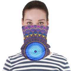 Blue Violet Midnight Sun Mandala Hippie Trippy Psychedelic Kaleidoscope  Face Seamless Bandana (adult)