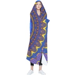 Blue Violet Midnight Sun Mandala Hippie Trippy Psychedelic Kaleidoscope  Wearable Blanket