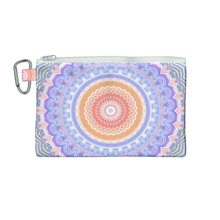 Pretty Pastel Boho Hippie Mandala Canvas Cosmetic Bag (Medium)