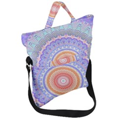 Pretty Pastel Boho Hippie Mandala Fold Over Handle Tote Bag by CrypticFragmentsDesign