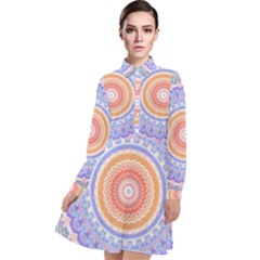 Pretty Pastel Boho Hippie Mandala Long Sleeve Chiffon Shirt Dress by CrypticFragmentsDesign