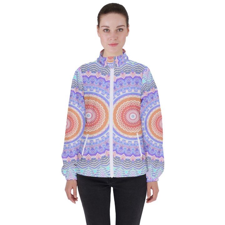 Pretty Pastel Boho Hippie Mandala Women s High Neck Windbreaker