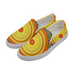 Neon Calliope Kaleidoscope Mandala Women s Canvas Slip Ons by CrypticFragmentsDesign