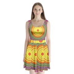 Neon Calliope Kaleidoscope Mandala Split Back Mini Dress  by CrypticFragmentsDesign