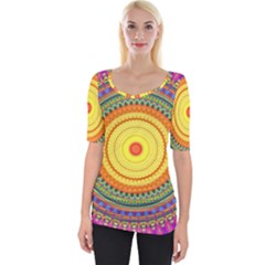 Neon Calliope Kaleidoscope Mandala Wide Neckline Tee