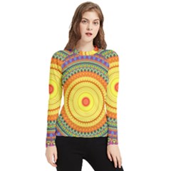 Neon Calliope Kaleidoscope Mandala Women s Long Sleeve Rash Guard by CrypticFragmentsDesign