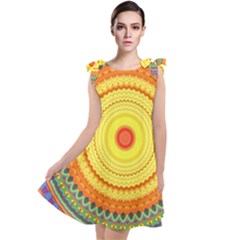 Neon Calliope Kaleidoscope Mandala Tie Up Tunic Dress by CrypticFragmentsDesign