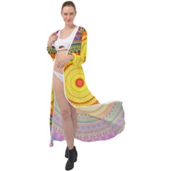 Neon Calliope Kaleidoscope Mandala Maxi Chiffon Beach Wrap by CrypticFragmentsDesign