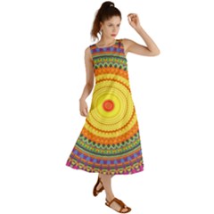 Neon Calliope Kaleidoscope Mandala Summer Maxi Dress by CrypticFragmentsDesign