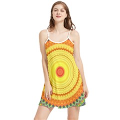 Neon Calliope Kaleidoscope Mandala Summer Frill Dress by CrypticFragmentsDesign