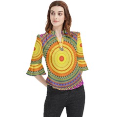 Neon Calliope Kaleidoscope Mandala Loose Horn Sleeve Chiffon Blouse