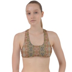 Vintage Ornate Geometric Pattern Criss Cross Racerback Sports Bra