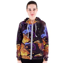 Nebula Starry Night Skies Abstract Art Women s Zipper Hoodie by CrypticFragmentsDesign