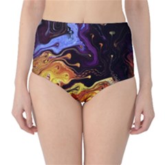 Nebula Starry Night Skies Abstract Art Classic High-waist Bikini Bottoms by CrypticFragmentsDesign