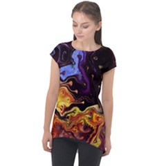 Nebula Starry Night Skies Abstract Art Cap Sleeve High Low Top by CrypticFragmentsDesign