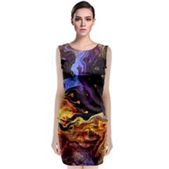 Nebula Starry Night Skies Abstract Art Classic Sleeveless Midi Dress by CrypticFragmentsDesign