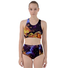 Nebula Starry Night Skies Abstract Art Racer Back Bikini Set by CrypticFragmentsDesign