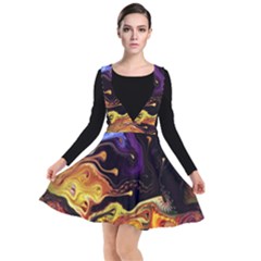 Nebula Starry Night Skies Abstract Art Plunge Pinafore Dress by CrypticFragmentsDesign