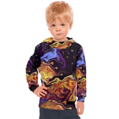 Nebula Starry Night Skies Abstract Art Kids  Hooded Pullover by CrypticFragmentsDesign