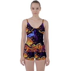 Nebula Starry Night Skies Abstract Art Tie Front Two Piece Tankini by CrypticFragmentsDesign