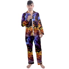 Nebula Starry Night Skies Abstract Art Men s Long Sleeve Satin Pajamas Set by CrypticFragmentsDesign