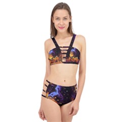 Nebula Starry Night Skies Abstract Art Cage Up Bikini Set by CrypticFragmentsDesign