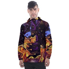 Nebula Starry Night Skies Abstract Art Men s Front Pocket Pullover Windbreaker by CrypticFragmentsDesign