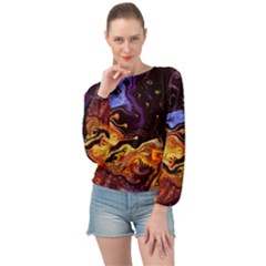 Nebula Starry Night Skies Abstract Art Banded Bottom Chiffon Top by CrypticFragmentsDesign