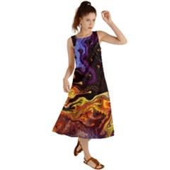 Nebula Starry Night Skies Abstract Art Summer Maxi Dress by CrypticFragmentsDesign