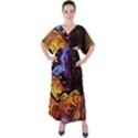 Nebula Starry Night Skies Abstract Art V-Neck Boho Style Maxi Dress View1