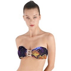 Nebula Starry Night Skies Abstract Art Twist Bandeau Bikini Top by CrypticFragmentsDesign