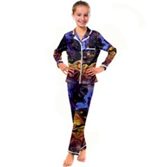 Nebula Starry Night Skies Abstract Art Kid s Satin Long Sleeve Pajamas Set by CrypticFragmentsDesign